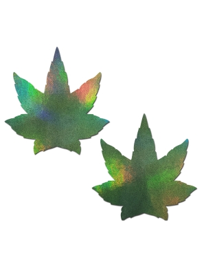 Green Holographic Weed Nipple Pasties