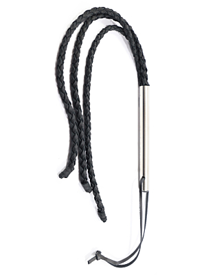 Kiotos Real Leather Braided Whip with metal handle 55cm