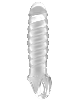 Sono Stretchy Ribbed Penis Extension (Translucent) - Shots Media - Cock Sleeve