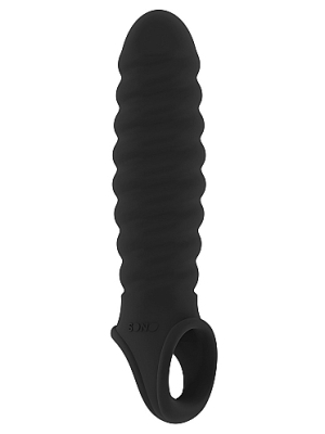 Sono Stretchy Ribbed Penis Extension (Black) - Shots Media - Cock Sleeve