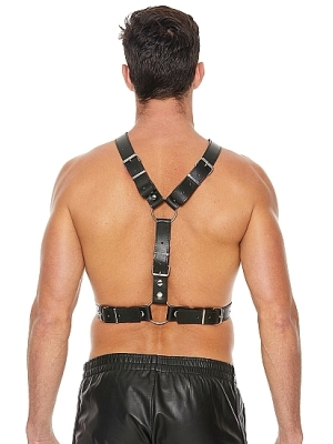 Men's Harness With Metal Bit - One Size - Black