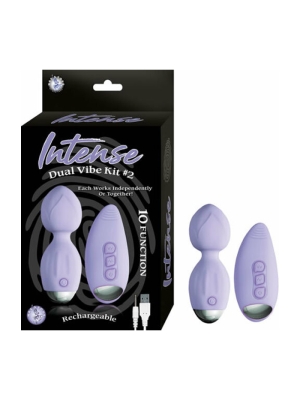 Intense Dual Vibe Kit 2 with Rechargeable Silicone Massagers, Lavender