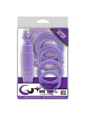See You Couple Kit Cock Ring Set (Purple) - Dreamtoys