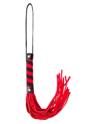 Twisted Handled Leather Whip Black/Red - Angel Touch