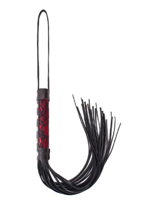 
Red leather base with a black fishnet patterned whip