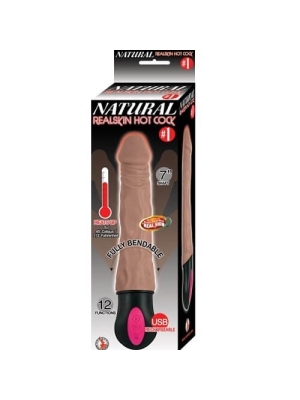 Realistic Warming and Vibrating Dildo 25 cm - Brown