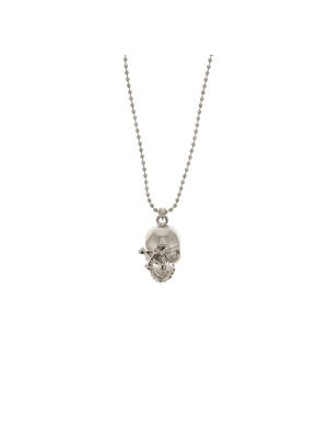 Silver Skull Necklace with Moving Jaw