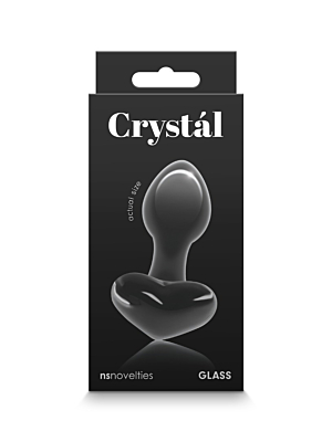 Ns Novelties Crystal Heart Glass Butt Plug - Black