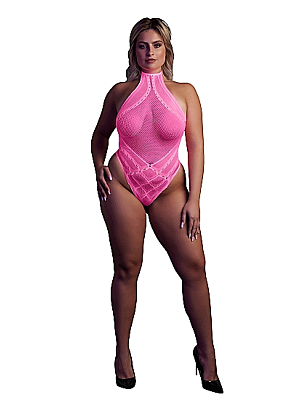 Ouch!! Neon Pink Body with Halter Neck Plus Size