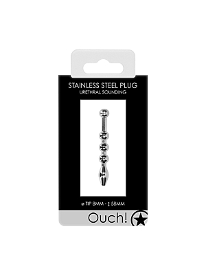 Ouch Urethral Sounding - Metal Plug - 8mm