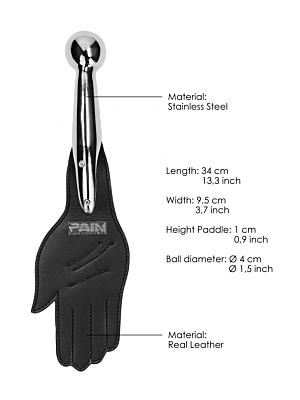 Saddle Leather Hand Paddle Metal Ball Handle - Black