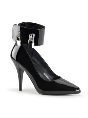 Pleaser women's high heels pumps black patent with 4 locks