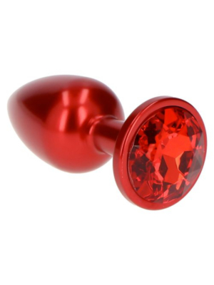Deep Red Butt Plug with Jewelry - Fake Diamond