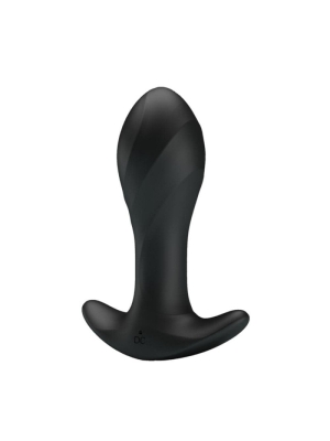 Rechargeable Anal Plug Massager with 12 Vibrating Functions (Black) - Pretty Love - Silicone Butt Plug