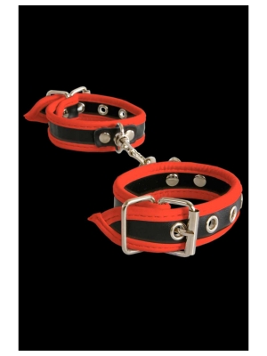 Leatherlook Black-Red handcuffs