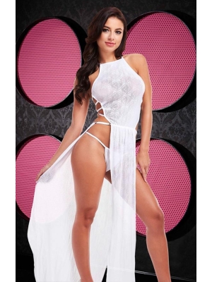 Lapdance Lace Gown - White One Size