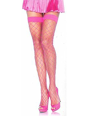 Fence Net Thigh Highs - NEON PINK - O/S - HOSIERY