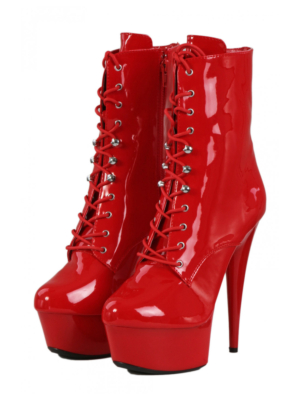 Plus - Men Size Low Boots in Vingly Side zip - Red