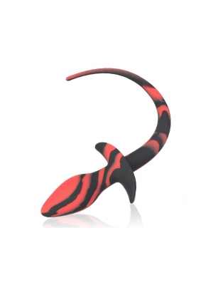 Silicone Dog Tail Plug 7.5 x 3.1cm Black-Red
