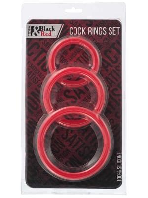 Silicone Cock Rings Set - Red O6 / 5/4 cm
