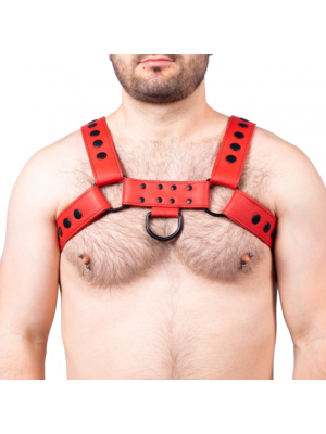 Snap Leather Harness Red - Taille