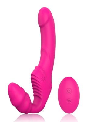 Strapless Strap-on for Women Remote Control 9 Vibration Modes Silicone, USB, Pink Mokko Toys