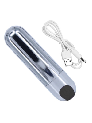 Strong Bullet Vibrator Silver / Black USB 10 Function