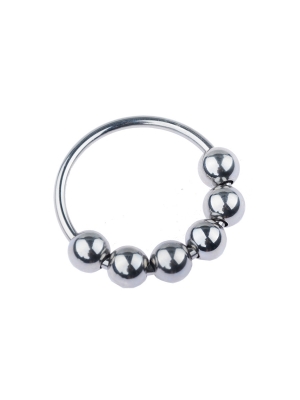 Metal Cock Ring with 6 Balls - 3 cm