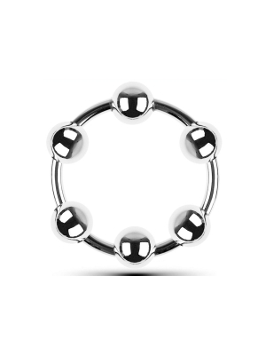 Metal Cock Ring with 6 Balls - 2.5 cm
