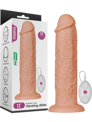 Huge Realistic Long Dildo with Vibration 11" Skin