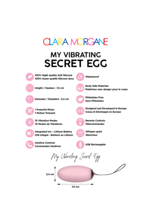 My Vibrating Secret Rechargeable Vaginal Egg  with Remote Control (Pink) - Clara Morgane