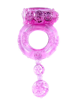 Vibrating Cock Ring With Balls Pink