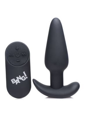 Vibrating Silicone Butt Plug with Remote Control - Black