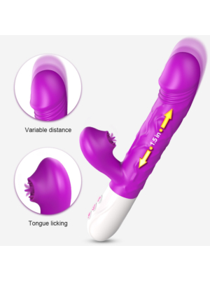 Thrusting Silicone Tongue Vibrator, Heating with 10 Function USB