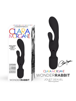 Wonder Rabbit Rechargeable Silicone Vibrator (Black) - Clara Morgane