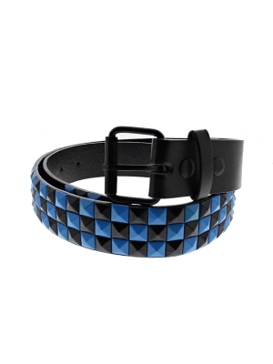 Black & Turquoise Chessboard 3-Row Pyramid Belts