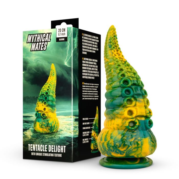 Tentacle Dildo with Suction Cup Green & Yellow - Mythical Mates