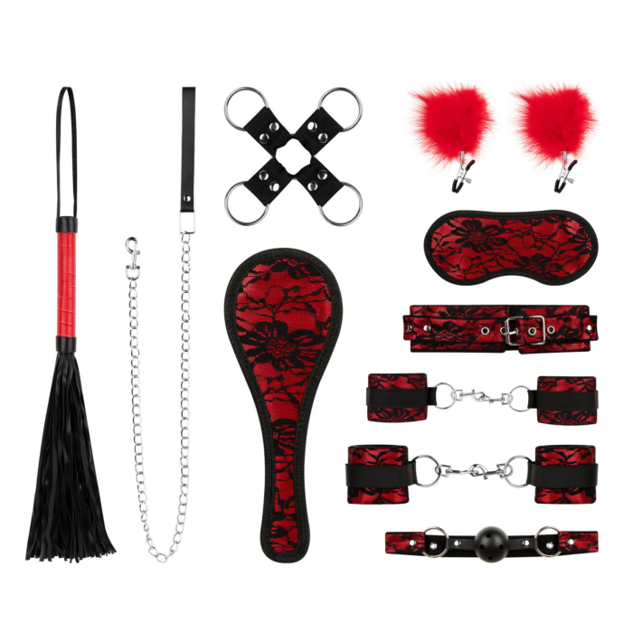 Bedroom Fantasies - Bound by Lace - 8 Piece SM Set - Red