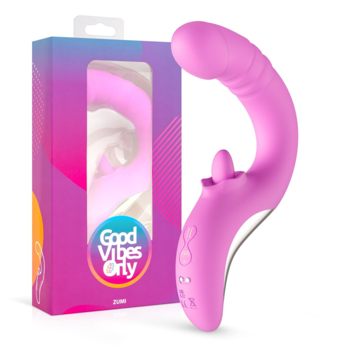 Thrusting Vibrator with Tongue Pink - Good Vibes Only