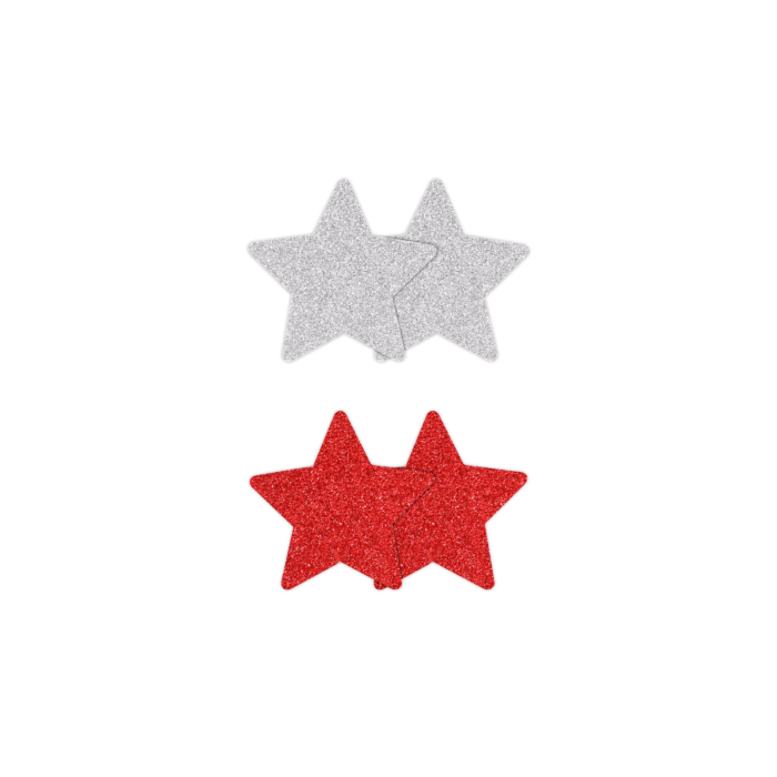 NS Novelties Pretty Pasties Glitter Stars Black/Gold 2 Pair - Red