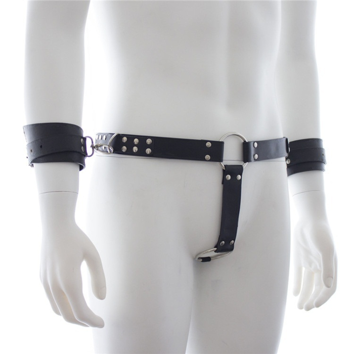 Men's restraint briefs with handcuffs - Vegan Leather