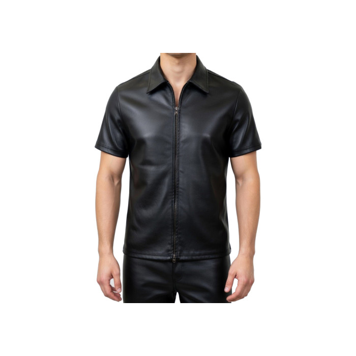 Leaher-look T-Shirt with Zip