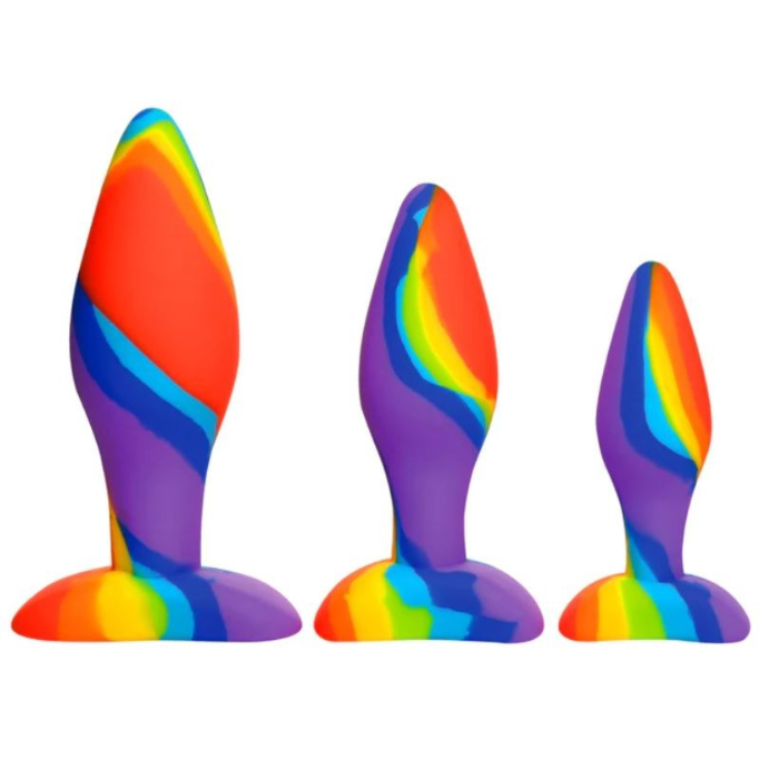Rainbow Silicone Anal Plug Set