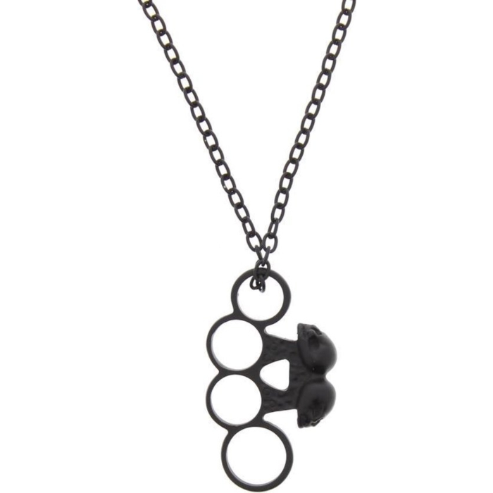 Black Knuckle Duster Skull Necklace