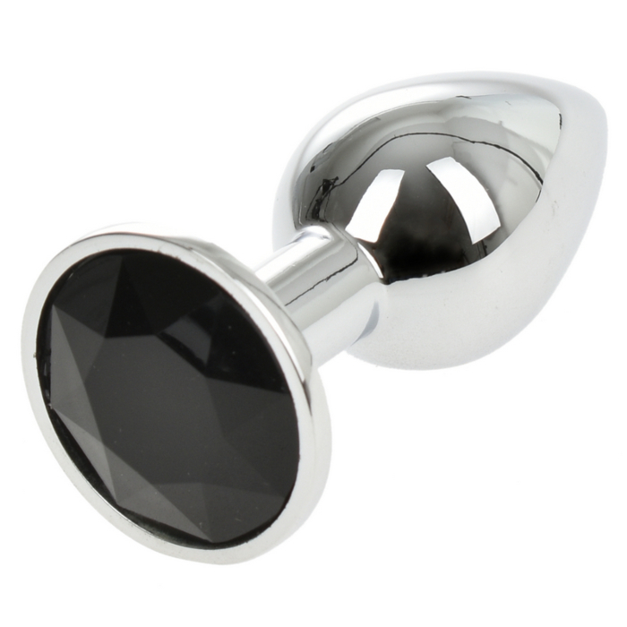 Metal Butt Plug with Black Gem - Kinksters