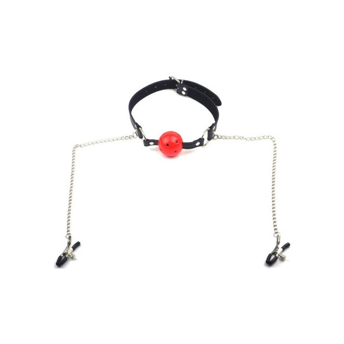 Mouth Gag With Nipple Clamps