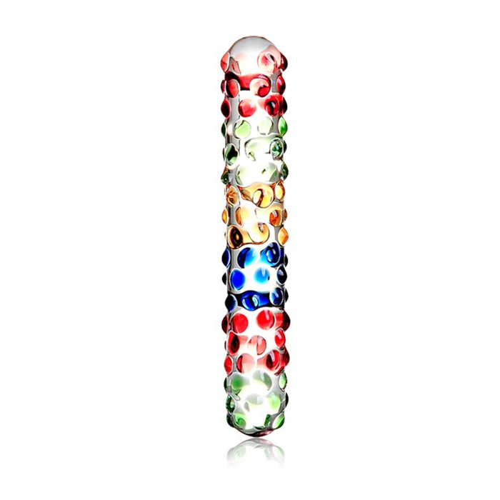 Colourful Glass Dildo 17.5 cm - Guilty Toys