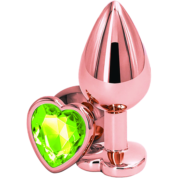Anal Plug Brilliant Anal Plug Large, Rose Gold, Light Green Stone,