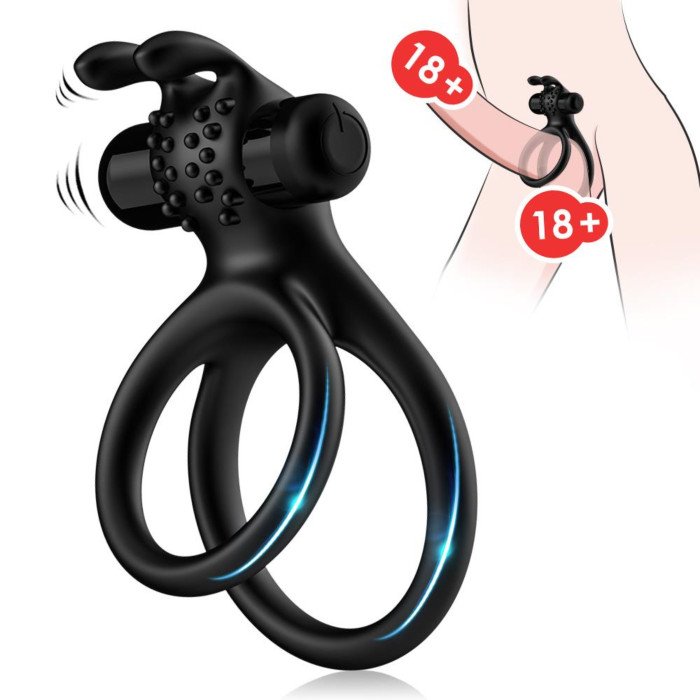 Stay Hard Vibrating Cock and Ball Ring - Black