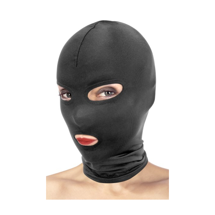 3 hole Hood - Open eyes and mouth spandex mask - black